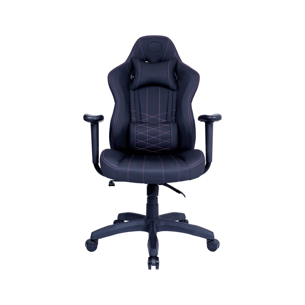 Cooler Master Caliber E1 Series Gaming Chair, Fixed Armrest, Ergonomic Pillow Headrest, Lumbar Support - Black