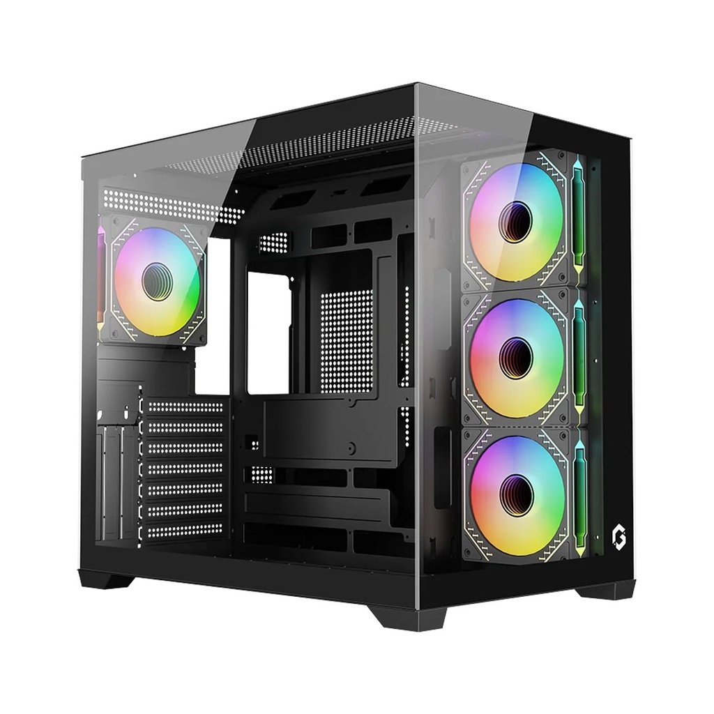 Gameon Emperor Midnight VX Series Mid Tower Gaming Case With 4 ARGB Fans - Black