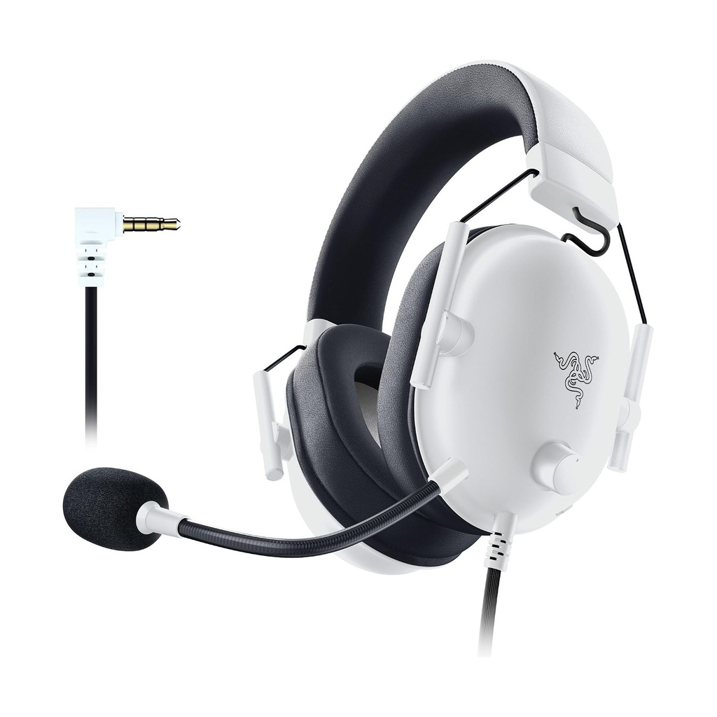 Razer BlackShark V2 X Wired Esports Gaming Headset, 7.1 Surround Sound, 50mm Drivers, Noise Isolating Earcups, Hybrid Memory Foam Cushions Comfort - Special White Edition