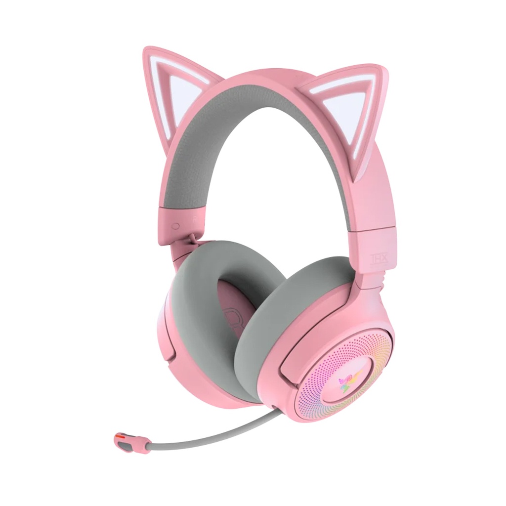 Razer Kraken Kitty V3 Pro RGB Wireless/Bluetooth/Wired Gaming Headset, THX Spatial Audio, Reactive Cat Ears,Up to 70hrs Battery- For PC/PS5 - Quartz Edition