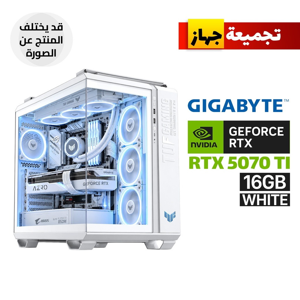 Gaming PC - RYZEN 7 9800X3D, ASUS ROG STRIX B850-G GAMING WIFI, 32GB D5 RAM, 2TB SSD NVMe, Gigabyte RTX 5070 Ti AERO OC 16G White, AORUS ELITE P850W 80+ Platinum PSU, ASUS TUF Gaming LC III 360 ARGB White, TUF Gaming GT502 Case White, Win 11 Pro (License)