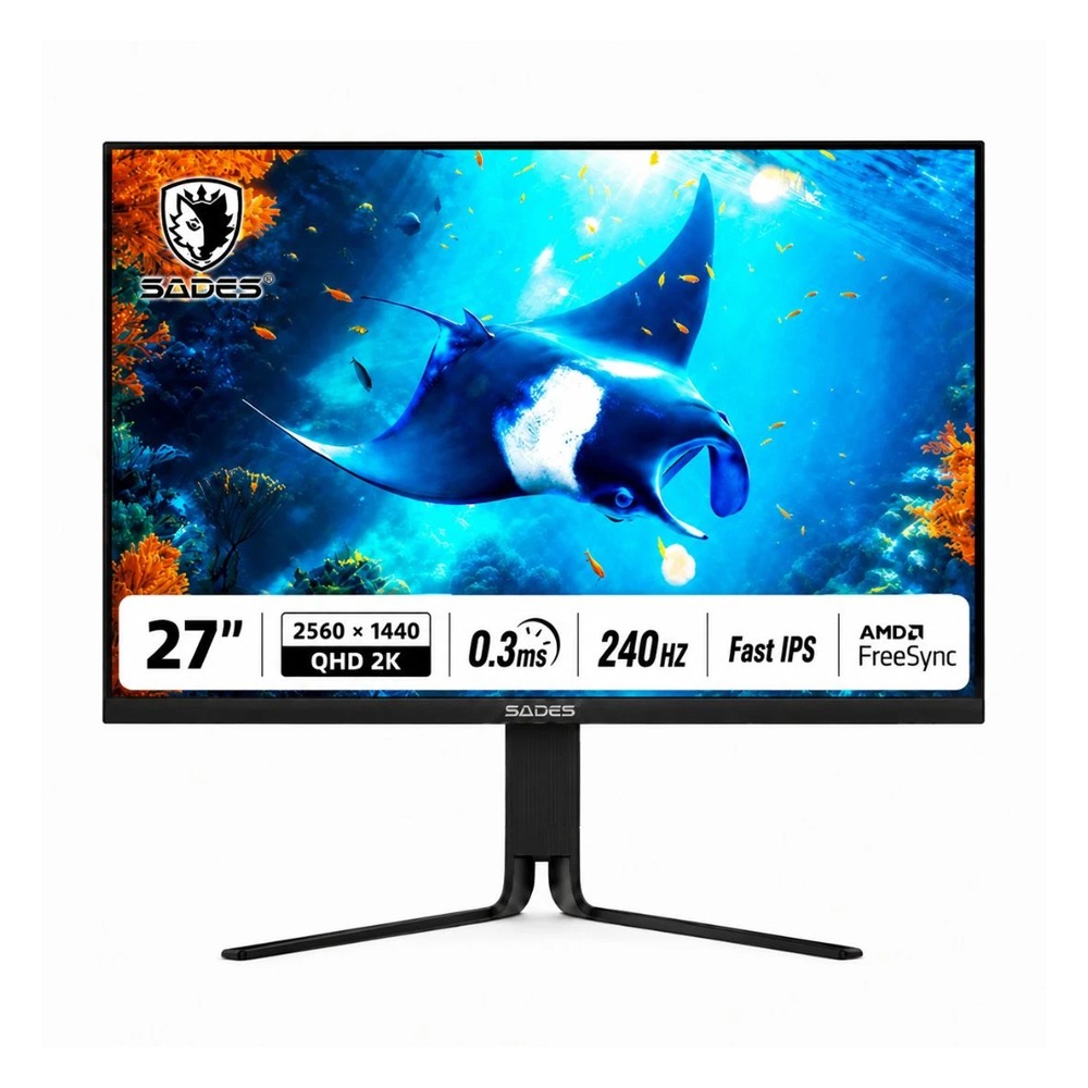 Sades Reef Manta 27" 2K QHD Fast IPS 240Hz 0.3ms Gaming Monitor With HDR Support, Built-in Speakers