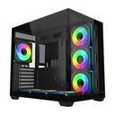 FSP M341 ATX Mid Tower Dual Chamber Front & Left Side Tempered Glass Case With 7 ARGB Fans - Black