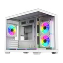 FSP S342 ATX Mid Tower Dual-Chamber Front & Left Side Tempered Glass Case With 6 ARGB Fans - White