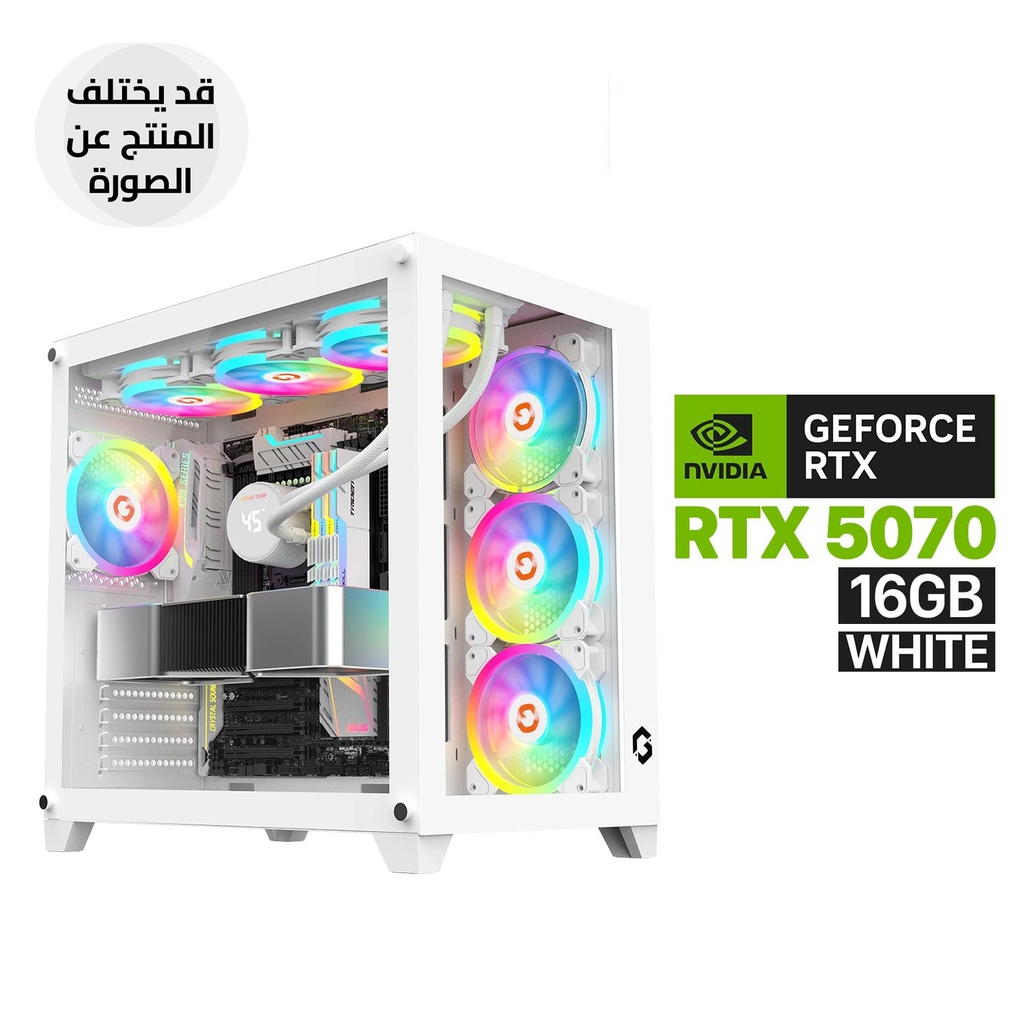Gaming PC - Intel Core i7-14700KF Processor, ASUS PRIME Z790-P WIFI Motherboard, 16GB DDR5 RAM, 1TB SSD NVMe, RTX 5070 12GB VGA White, 750 WATT PSU Bronze, L360 Liquid Cooler White, GameOn Emperor Arctic Case with 7x Fans, Windows 11 Pro (License)