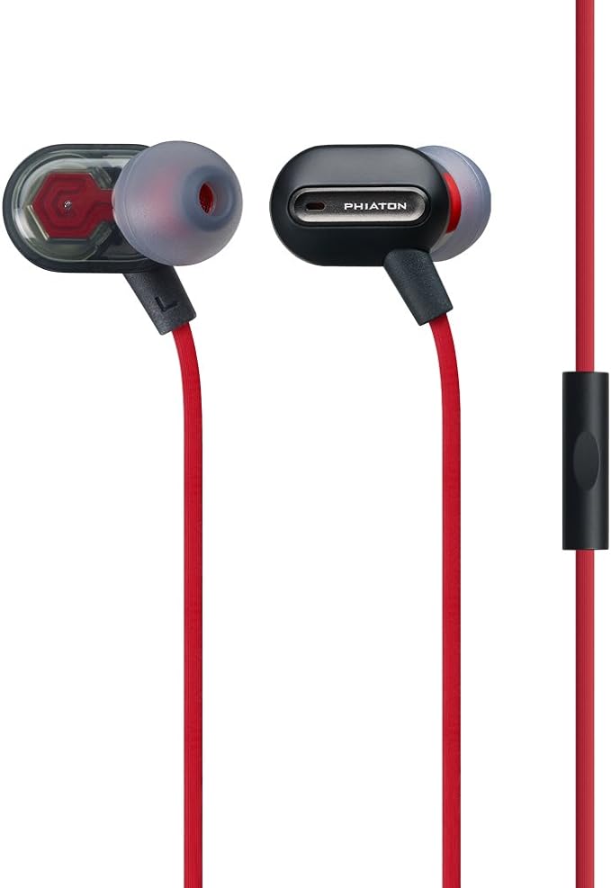 Phiaton MS 300 BA Black Balanced Armature Headphones with Mic – Sound-Isolating Earphones with Rich Audio Quality, Dual-Driver, Headphone Mic, and Inline Remote