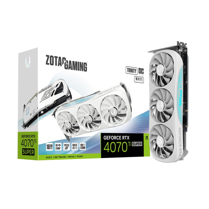 [ZGGRN] Zotac Gaming GeForce RTX 4070Ti Super Trinity White OC Edition 16GB GDDR6X DLSS 3 Graphics Card