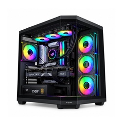 FSP U580 ATX Mid Tower Dual-Chamber Front & Left Side Tempered Glass Case With 7 ARGB Fans - Black